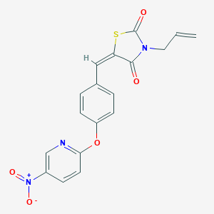 molecular formula C18H13N3O5S B424655 3-Allyl-5-[4-({5-nitro-2-pyridinyl}oxy)benzylidene]-1,3-thiazolidine-2,4-dione 