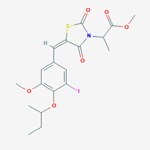 molecular formula C19H22INO6S B424662 methyl 2-{(5E)-5-[4-(butan-2-yloxy)-3-iodo-5-methoxybenzylidene]-2,4-dioxo-1,3-thiazolidin-3-yl}propanoate 