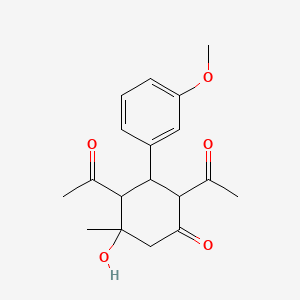 molecular formula C18H22O5 B4246634 2,4-diacetyl-5-hydroxy-3-(3-methoxyphenyl)-5-methylcyclohexan-1-one 