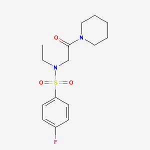 molecular formula C15H21FN2O3S B4246677 N-ETHYL-4-FLUORO-N-[2-OXO-2-(PIPERIDIN-1-YL)ETHYL]BENZENE-1-SULFONAMIDE 