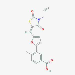 molecular formula C19H15NO5S B424671 3-{5-[(3-Allyl-2,4-dioxo-1,3-thiazolidin-5-ylidene)methyl]-2-furyl}-4-methylbenzoic acid 