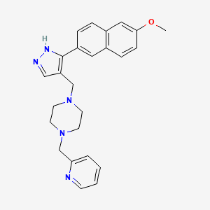 1-[[5-(6-methoxynaphthalen-2-yl)-1H-pyrazol-4-yl]methyl]-4-(pyridin-2-ylmethyl)piperazine