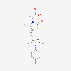 molecular formula C21H22N2O4S B424673 methyl 2-(5-{[2,5-dimethyl-1-(4-methylphenyl)-1H-pyrrol-3-yl]methylene}-2,4-dioxo-1,3-thiazolidin-3-yl)propanoate 