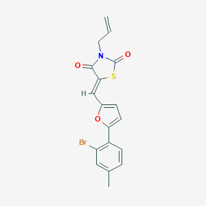 molecular formula C18H14BrNO3S B424675 (5Z)-5-{[5-(2-bromo-4-methylphenyl)furan-2-yl]methylidene}-3-(prop-2-en-1-yl)-1,3-thiazolidine-2,4-dione 