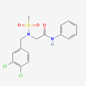 molecular formula C16H16Cl2N2O3S B4246758 2-{N-[(3,4-DICHLOROPHENYL)METHYL]METHANESULFONAMIDO}-N-PHENYLACETAMIDE 