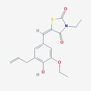 molecular formula C17H19NO4S B424677 (5E)-5-[3-ethoxy-4-hydroxy-5-(prop-2-en-1-yl)benzylidene]-3-ethyl-1,3-thiazolidine-2,4-dione 