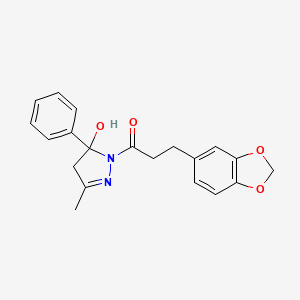 molecular formula C20H20N2O4 B4246777 3-(1,3-benzodioxol-5-yl)-1-(5-hydroxy-3-methyl-5-phenyl-4H-pyrazol-1-yl)propan-1-one 