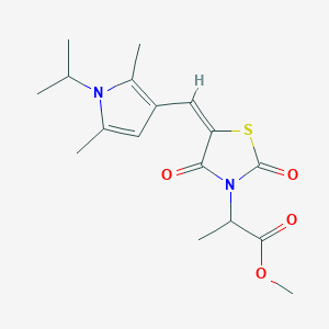 molecular formula C17H22N2O4S B424679 2-{5-[(1-异丙基-2,5-二甲基-1H-吡咯-3-基)亚甲基]-2,4-二氧代-1,3-噻唑烷-3-基}丙酸甲酯 