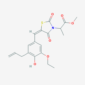 molecular formula C19H21NO6S B424682 methyl 2-{(5E)-5-[3-ethoxy-4-hydroxy-5-(prop-2-en-1-yl)benzylidene]-2,4-dioxo-1,3-thiazolidin-3-yl}propanoate 