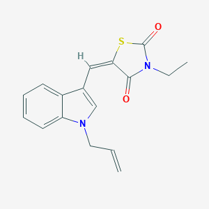 molecular formula C17H16N2O2S B424686 5-[(1-allyl-1H-indol-3-yl)methylene]-3-ethyl-1,3-thiazolidine-2,4-dione 