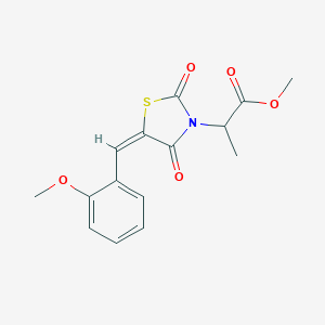 molecular formula C15H15NO5S B424692 methyl 2-[(5E)-5-(2-methoxybenzylidene)-2,4-dioxo-1,3-thiazolidin-3-yl]propanoate 
