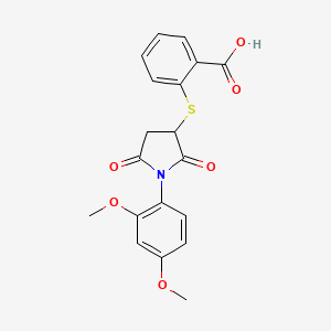 2-{[1-(2,4-Dimethoxyphenyl)-2,5-dioxopyrrolidin-3-yl]sulfanyl}benzoic acid