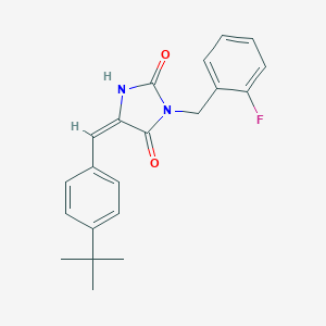 molecular formula C21H21FN2O2 B424694 (5E)-5-(4-tert-butylbenzylidene)-3-(2-fluorobenzyl)imidazolidine-2,4-dione 