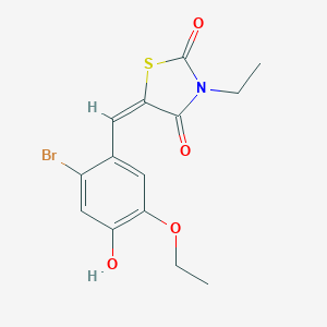 molecular formula C14H14BrNO4S B424695 (5E)-5-(2-bromo-5-ethoxy-4-hydroxybenzylidene)-3-ethyl-1,3-thiazolidine-2,4-dione 