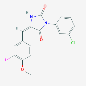 molecular formula C17H12ClIN2O3 B424696 (5E)-3-(3-chlorophenyl)-5-(3-iodo-4-methoxybenzylidene)imidazolidine-2,4-dione 