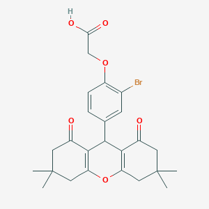 molecular formula C25H27BrO6 B424697 [2-bromo-4-(3,3,6,6-tetramethyl-1,8-dioxo-2,3,4,5,6,7,8,9-octahydro-1H-xanthen-9-yl)phenoxy]acetic acid 