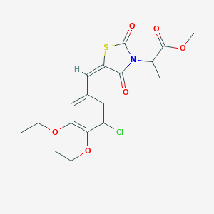 molecular formula C19H22ClNO6S B424699 methyl 2-{(5E)-5-[3-chloro-5-ethoxy-4-(propan-2-yloxy)benzylidene]-2,4-dioxo-1,3-thiazolidin-3-yl}propanoate 
