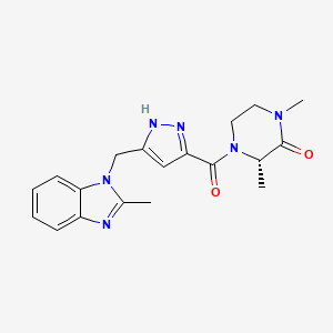 molecular formula C19H22N6O2 B4247026 (3S*)-1,3-dimethyl-4-({5-[(2-methyl-1H-benzimidazol-1-yl)methyl]-1H-pyrazol-3-yl}carbonyl)-2-piperazinone 