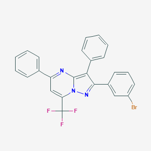 molecular formula C25H15BrF3N3 B424706 2-(3-Bromophenyl)-3,5-diphenyl-7-(trifluoromethyl)pyrazolo[1,5-a]pyrimidine 
