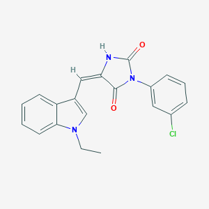 molecular formula C20H16ClN3O2 B424710 3-(3-chlorophenyl)-5-[(1-ethyl-1H-indol-3-yl)methylene]-2,4-imidazolidinedione 