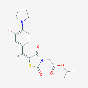 molecular formula C19H21FN2O4S B424714 propan-2-yl {(5E)-5-[3-fluoro-4-(pyrrolidin-1-yl)benzylidene]-2,4-dioxo-1,3-thiazolidin-3-yl}acetate 