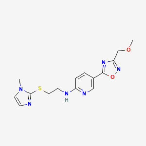 molecular formula C15H18N6O2S B4247180 5-[3-(methoxymethyl)-1,2,4-oxadiazol-5-yl]-N-{2-[(1-methyl-1H-imidazol-2-yl)thio]ethyl}-2-pyridinamine 