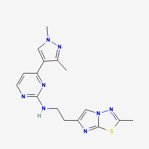 4-(1,3-dimethyl-1H-pyrazol-4-yl)-N-[2-(2-methylimidazo[2,1-b][1,3,4]thiadiazol-6-yl)ethyl]pyrimidin-2-amine