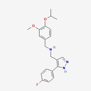 molecular formula C21H24FN3O2 B4247196 N-[[5-(4-fluorophenyl)-1H-pyrazol-4-yl]methyl]-1-(3-methoxy-4-propan-2-yloxyphenyl)methanamine 