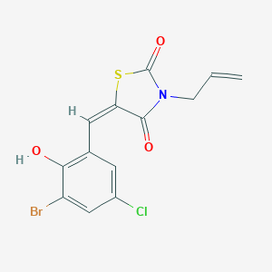 molecular formula C13H9BrClNO3S B424724 (5E)-5-(3-bromo-5-chloro-2-hydroxybenzylidene)-3-(prop-2-en-1-yl)-1,3-thiazolidine-2,4-dione 