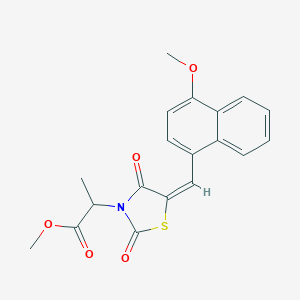molecular formula C19H17NO5S B424725 Methyl 2-{5-[(4-methoxy-1-naphthyl)methylene]-2,4-dioxo-1,3-thiazolidin-3-yl}propanoate 