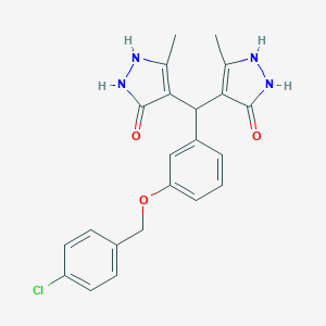 molecular formula C22H21ClN4O3 B424726 4,4'-({3-[(4-chlorobenzyl)oxy]phenyl}methanediyl)bis(3-methyl-1H-pyrazol-5-ol) 