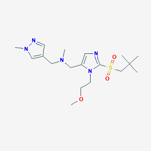 molecular formula C18H31N5O3S B4247296 1-[2-[(2,2-dimethylpropyl)sulfonyl]-1-(2-methoxyethyl)-1H-imidazol-5-yl]-N-methyl-N-[(1-methyl-1H-pyrazol-4-yl)methyl]methanamine 