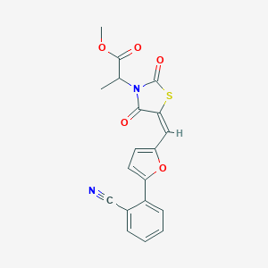molecular formula C19H14N2O5S B424731 methyl 2-[(5E)-5-{[5-(2-cyanophenyl)furan-2-yl]methylidene}-2,4-dioxo-1,3-thiazolidin-3-yl]propanoate 