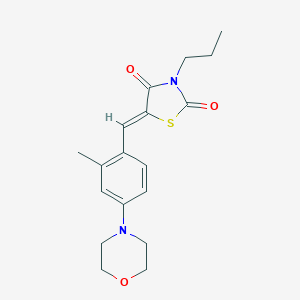 molecular formula C18H22N2O3S B424732 5-[2-Methyl-4-(4-morpholinyl)benzylidene]-3-propyl-1,3-thiazolidine-2,4-dione 