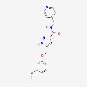 molecular formula C18H18N4O3 B4247329 5-[(3-methoxyphenoxy)methyl]-N-(pyridin-4-ylmethyl)-1H-pyrazole-3-carboxamide 