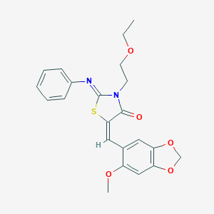 molecular formula C22H22N2O5S B424734 (5E)-3-(2-ethoxyethyl)-5-[(6-methoxy-1,3-benzodioxol-5-yl)methylidene]-2-(phenylimino)-1,3-thiazolidin-4-one 