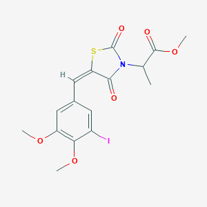 molecular formula C16H16INO6S B424736 methyl 2-[(5E)-5-(3-iodo-4,5-dimethoxybenzylidene)-2,4-dioxo-1,3-thiazolidin-3-yl]propanoate 