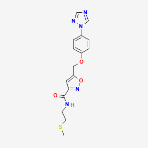 molecular formula C16H17N5O3S B4247366 N-[2-(methylthio)ethyl]-5-{[4-(1H-1,2,4-triazol-1-yl)phenoxy]methyl}-3-isoxazolecarboxamide 