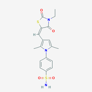 4-[3-[(E)-(3-ethyl-2,4-dioxo-1,3-thiazolidin-5-ylidene)methyl]-2,5-dimethylpyrrol-1-yl]benzenesulfonamide