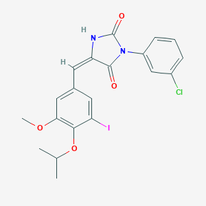molecular formula C20H18ClIN2O4 B424741 (5E)-3-(3-chlorophenyl)-5-[3-iodo-5-methoxy-4-(propan-2-yloxy)benzylidene]imidazolidine-2,4-dione 
