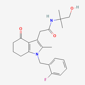 2-[1-(2-fluorobenzyl)-2-methyl-4-oxo-4,5,6,7-tetrahydro-1H-indol-3-yl]-N-(2-hydroxy-1,1-dimethylethyl)acetamide