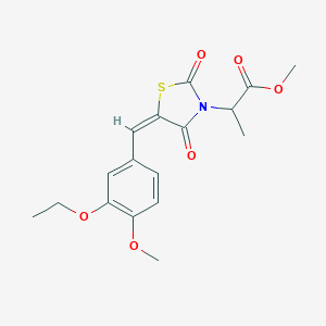 molecular formula C17H19NO6S B424742 methyl 2-[(5E)-5-(3-ethoxy-4-methoxybenzylidene)-2,4-dioxo-1,3-thiazolidin-3-yl]propanoate 