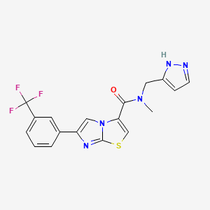 molecular formula C18H14F3N5OS B4247423 N-methyl-N-(1H-pyrazol-5-ylmethyl)-6-[3-(trifluoromethyl)phenyl]imidazo[2,1-b][1,3]thiazole-3-carboxamide 