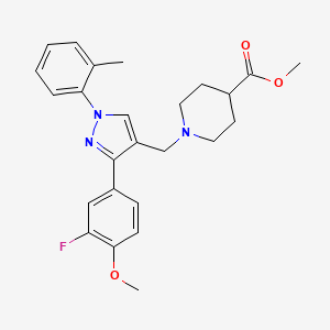 methyl 1-{[3-(3-fluoro-4-methoxyphenyl)-1-(2-methylphenyl)-1H-pyrazol-4-yl]methyl}-4-piperidinecarboxylate