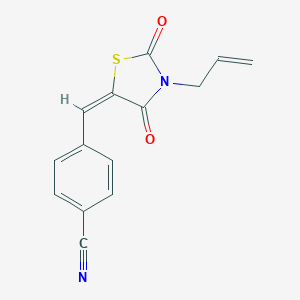 molecular formula C14H10N2O2S B424745 4-{(E)-[2,4-dioxo-3-(prop-2-en-1-yl)-1,3-thiazolidin-5-ylidene]methyl}benzonitrile 