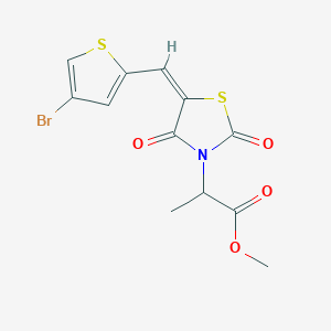 molecular formula C12H10BrNO4S2 B424746 Methyl 2-{5-[(4-bromo-2-thienyl)methylene]-2,4-dioxo-1,3-thiazolidin-3-yl}propanoate 
