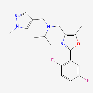 molecular formula C19H22F2N4O B4247469 N-[[2-(2,5-difluorophenyl)-5-methyl-1,3-oxazol-4-yl]methyl]-N-[(1-methylpyrazol-4-yl)methyl]propan-2-amine 