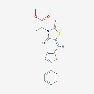 molecular formula C18H15NO5S B424747 Methyl 2-{2,4-dioxo-5-[(5-phenyl-2-furyl)methylene]-1,3-thiazolidin-3-yl}propanoate 
