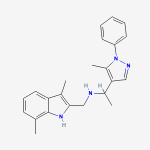 molecular formula C23H26N4 B4247477 N-[(3,7-dimethyl-1H-indol-2-yl)methyl]-1-(5-methyl-1-phenyl-1H-pyrazol-4-yl)ethanamine 