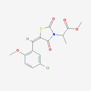 molecular formula C15H14ClNO5S B424748 methyl 2-[(5E)-5-(5-chloro-2-methoxybenzylidene)-2,4-dioxo-1,3-thiazolidin-3-yl]propanoate 